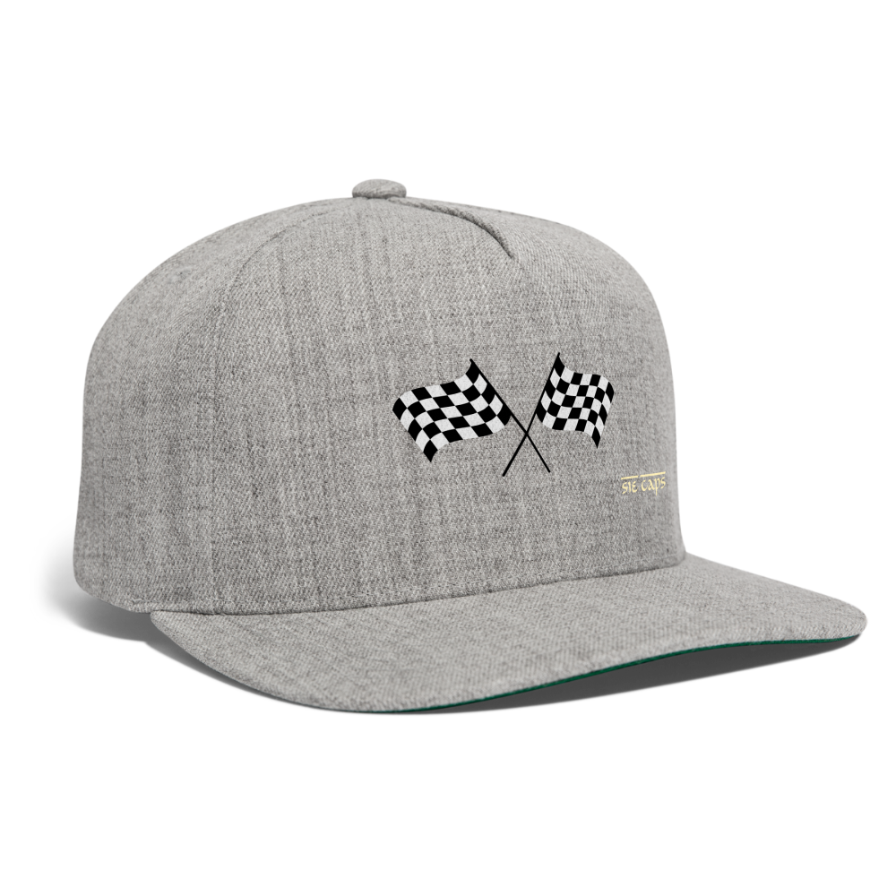 Checkered Flag Snapback Baseball Cap - heather gray