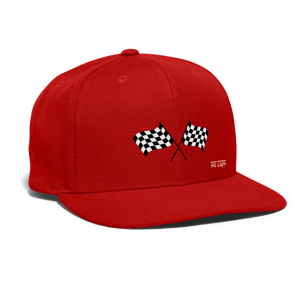 Checkered Flag Snapback Baseball Cap - red