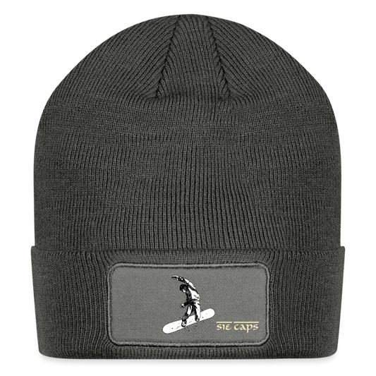 Patch Beanie - charcoal grey