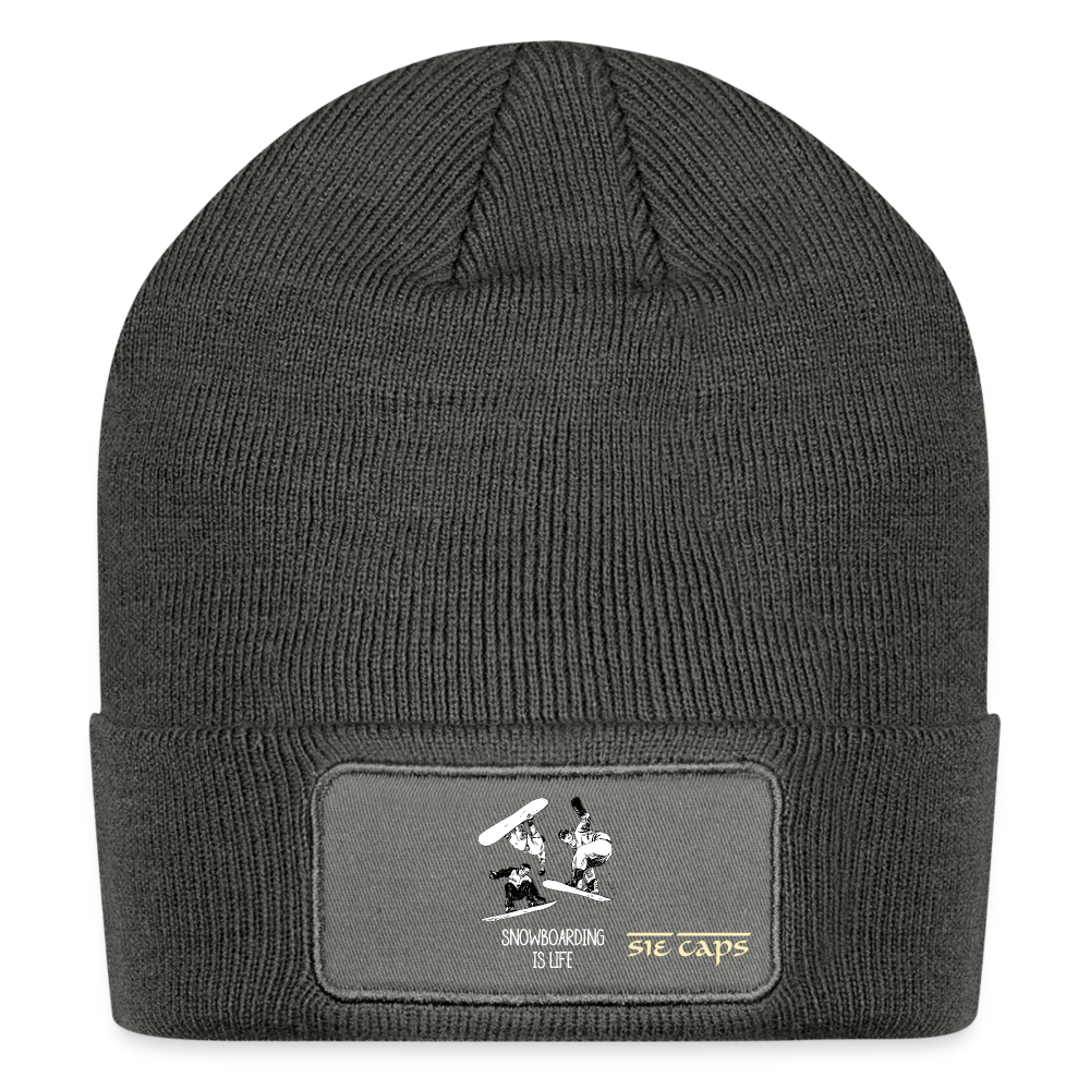 Patch Beanie - charcoal grey