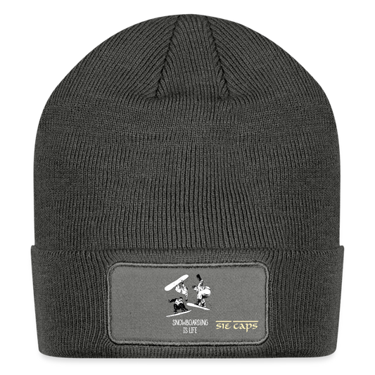 Patch Beanie - charcoal grey