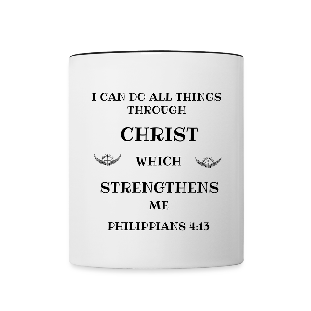 SIE CAPS PHILIPPIANS 4:13 Contrast Coffee Mug - white/black