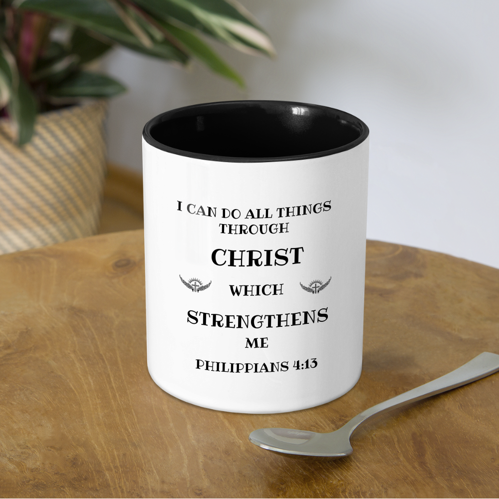 SIE CAPS PHILIPPIANS 4:13 Contrast Coffee Mug - white/black