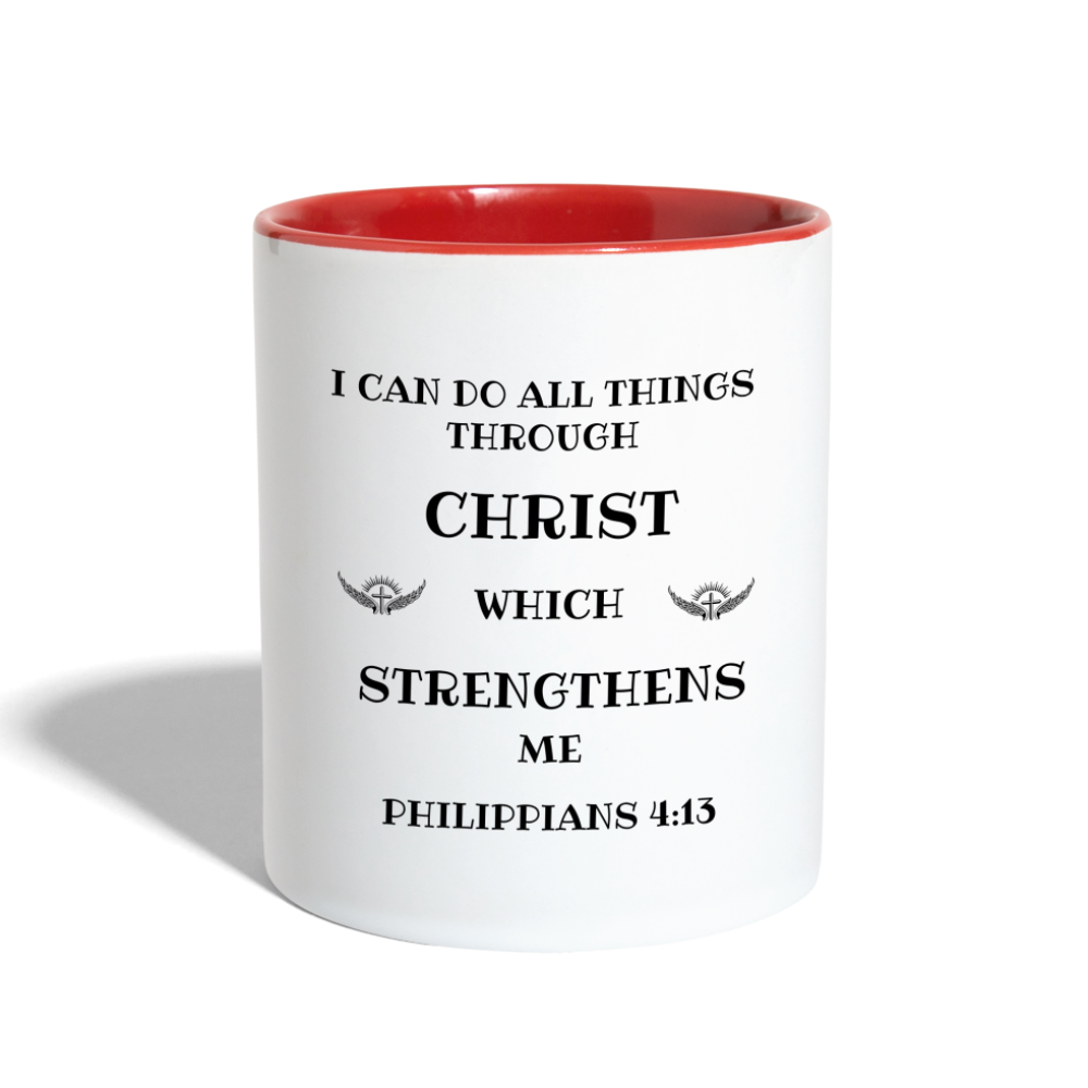 SIE CAPS PHILIPPIANS 4:13 Contrast Coffee Mug - white/red