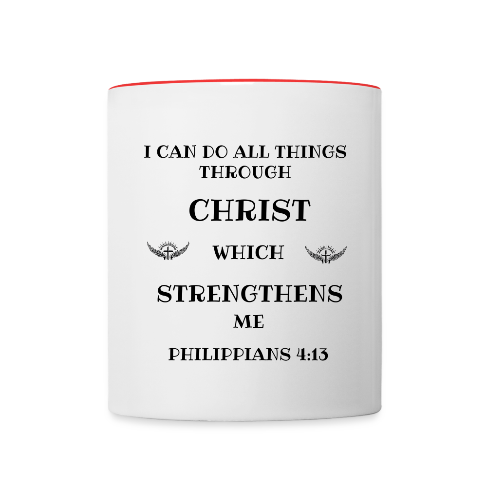 SIE CAPS PHILIPPIANS 4:13 Contrast Coffee Mug - white/red