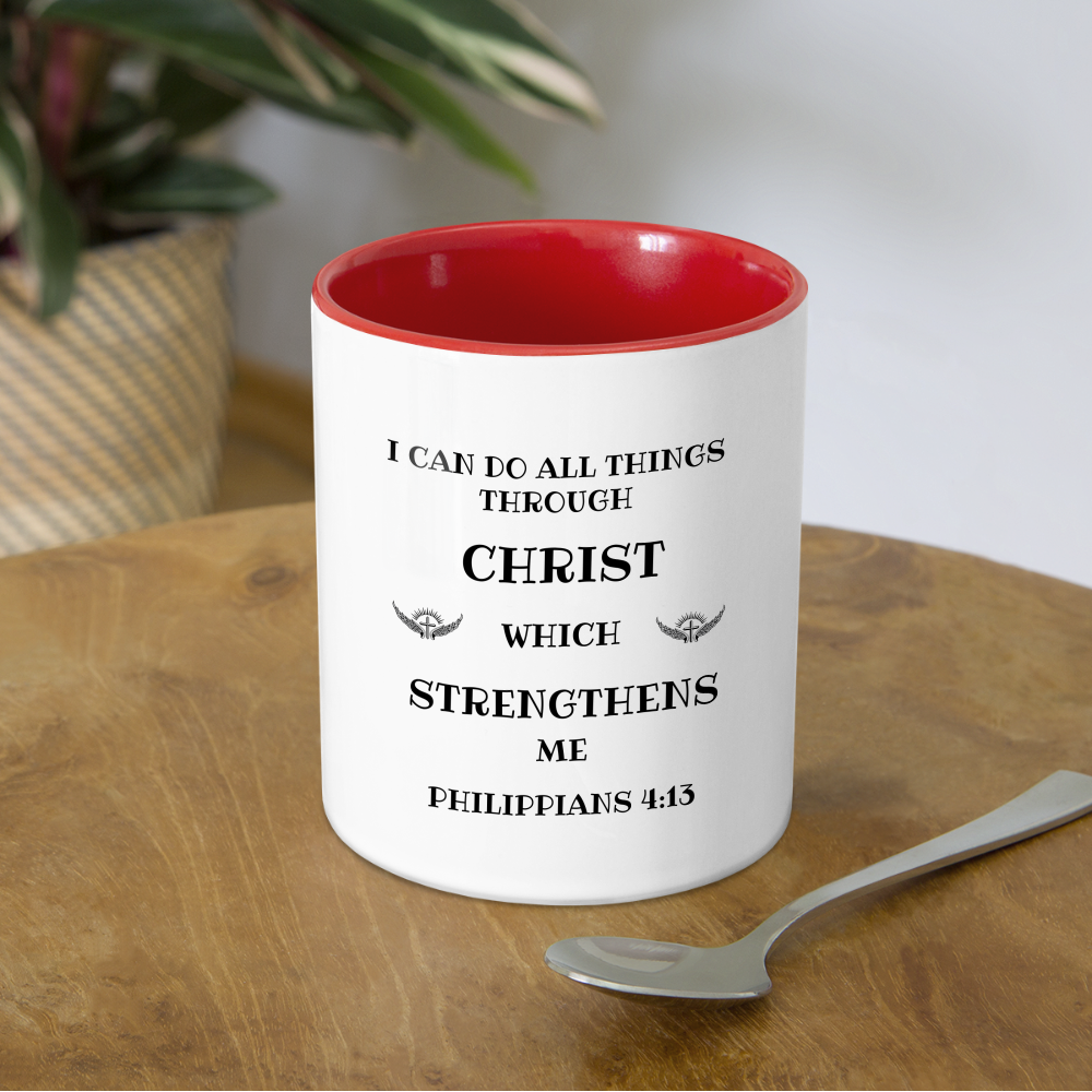 SIE CAPS PHILIPPIANS 4:13 Contrast Coffee Mug - white/red