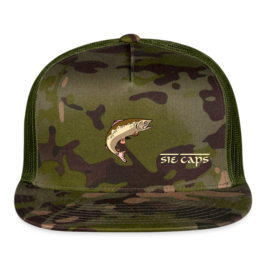 SIE CAPS "CAMO FISH" 3 Vented Snapback Cap - MultiCam\green
