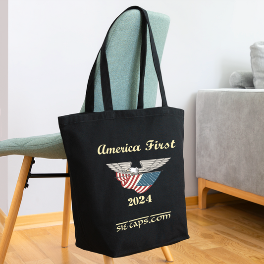 SIE CAPS "AMERICA FIRST 2024" Eco-Friendly Cotton Tote - black