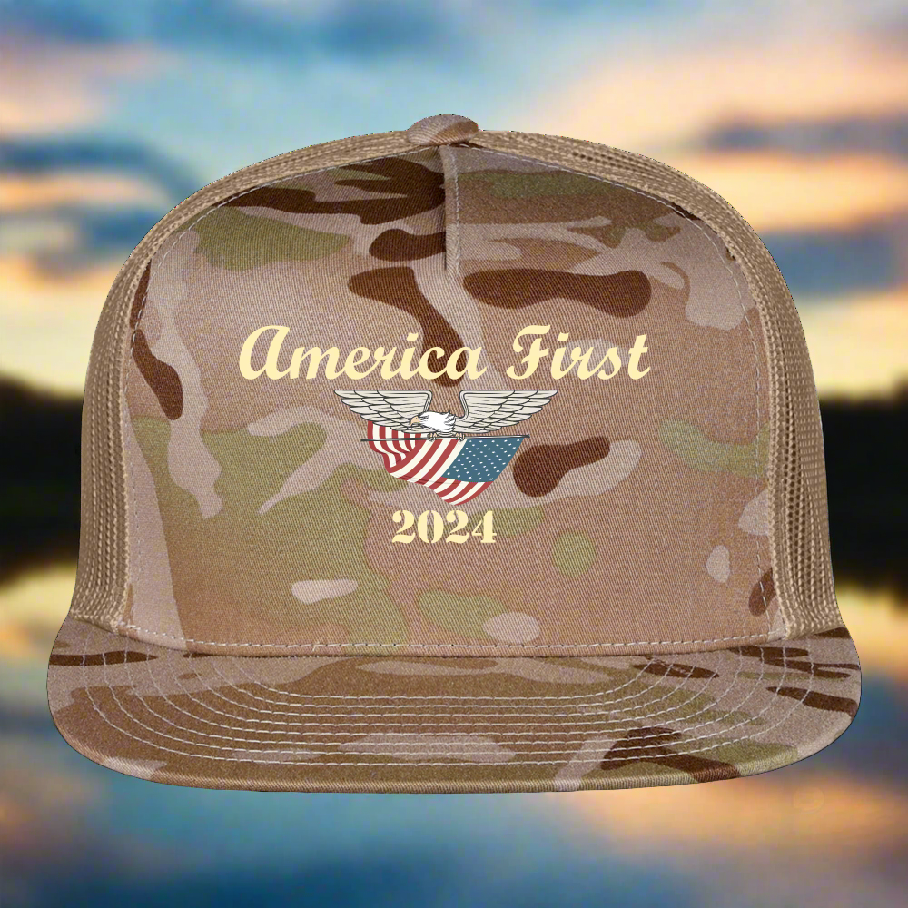 SIE CAPS "AMERICA FIRST 2024" Snapback Baseball Cap - MultiCam\tan