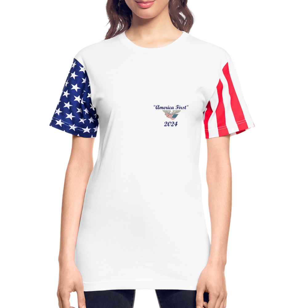 SIE CAPS "America First" Adult Stars & Stripes T-Shirt - white