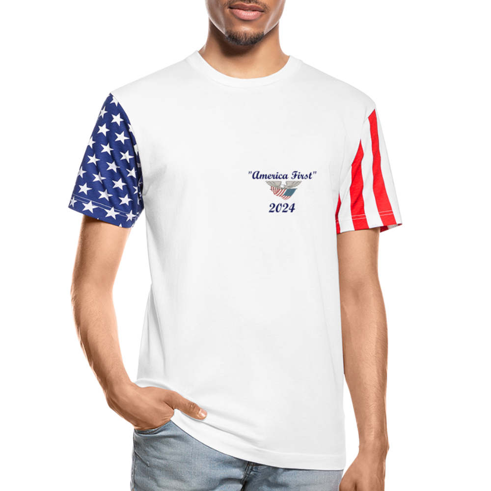 SIE CAPS "America First" Adult Stars & Stripes T-Shirt - white