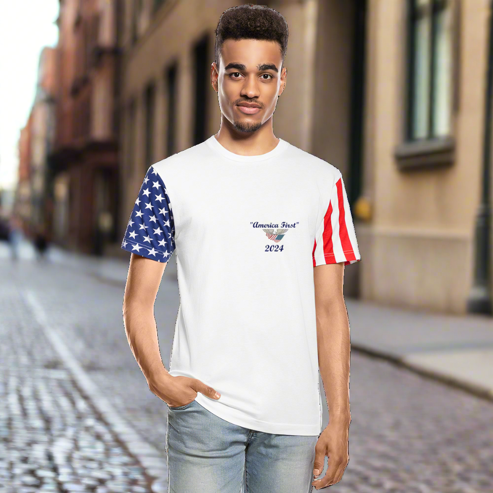 SIE CAPS "America First" Adult Stars & Stripes T-Shirt - white