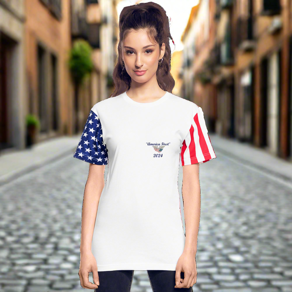 SIE CAPS "America First" Adult Stars & Stripes T-Shirt - white