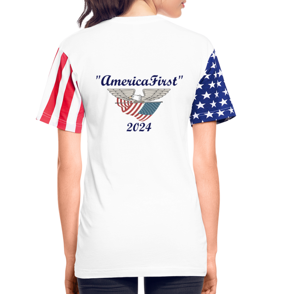 SIE CAPS "America First" Adult Stars & Stripes T-Shirt - white