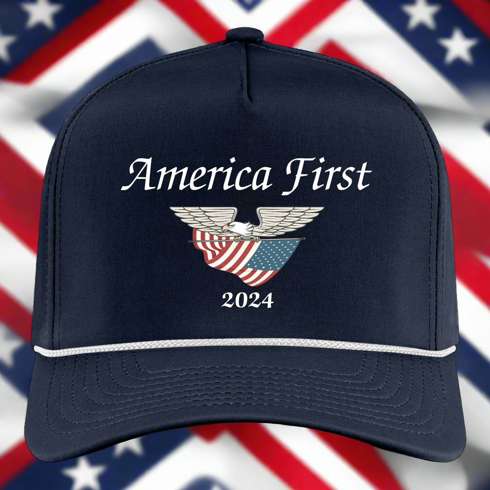 SIE CAPS "America First 2024" Imperial Rope Snapback Baseball Cap - navy/white