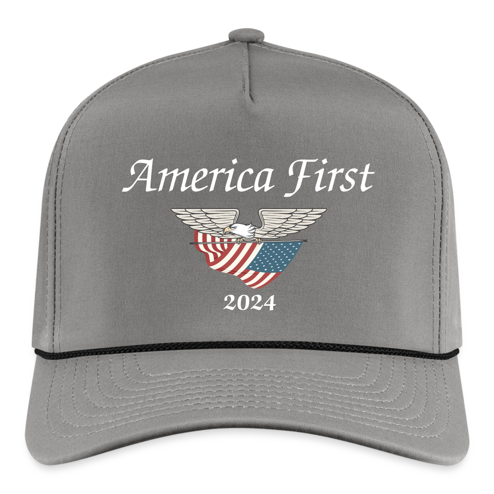 SIE CAPS "America First 2024" Imperial Rope Snapback Baseball Cap - gray/black