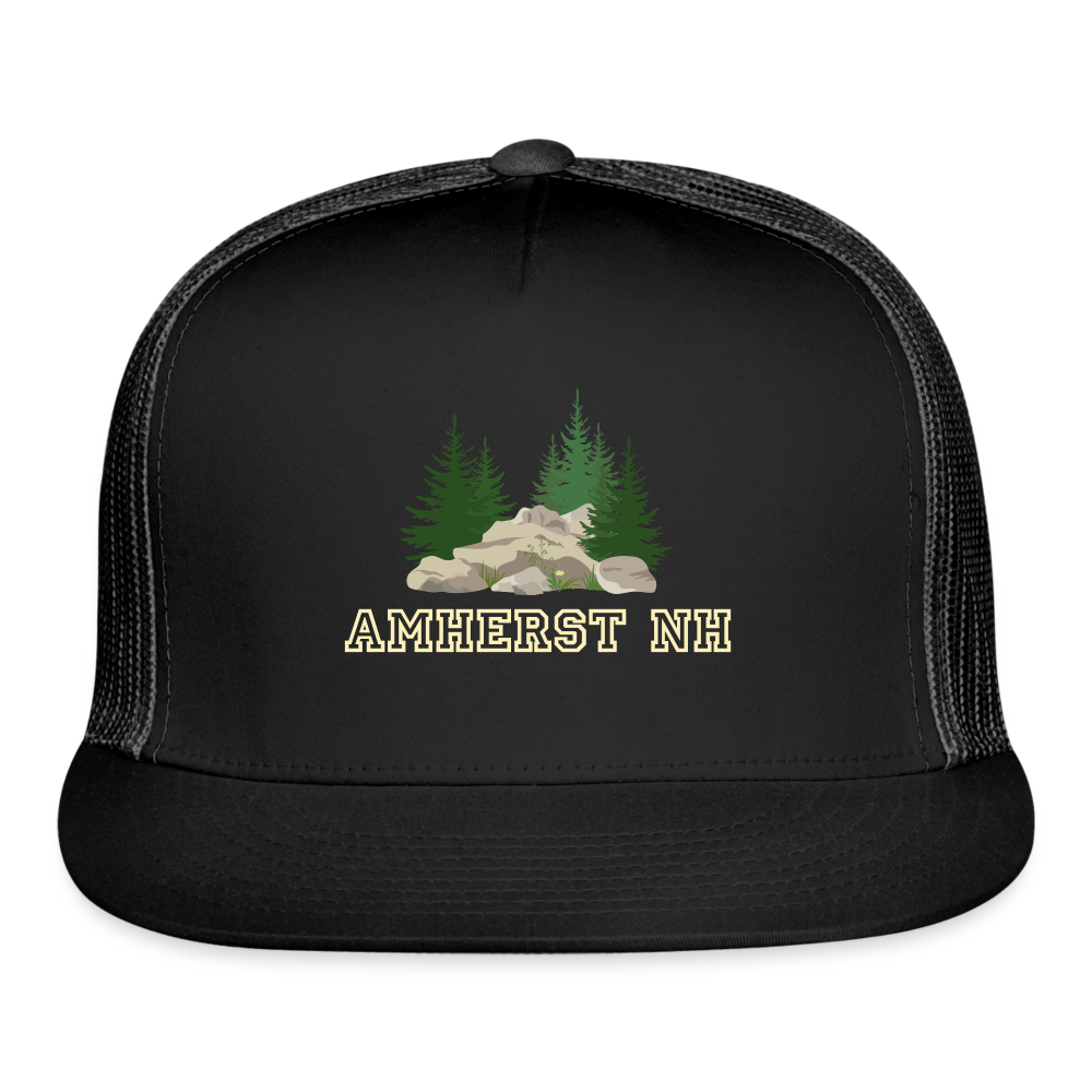 SIE CAPS "AMHERST NH" Snapback Trucker Cap - black/black