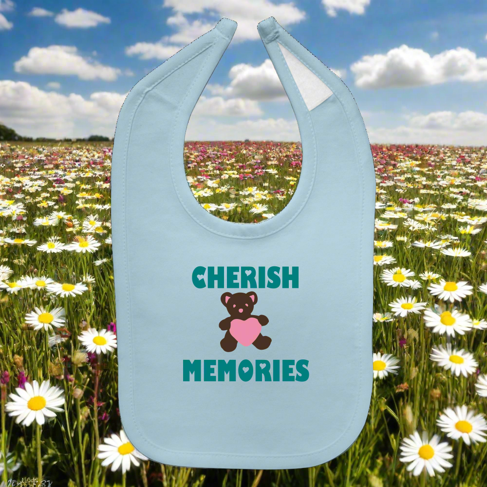 SIE CAPS "CHERISH MEMORIES BEAR" Baby Bib - light blue