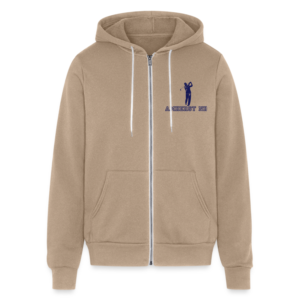 SIE CAPS "AMHERST NH GOLFER BACK" Bella + Canvas Unisex Full Zip Hoodie - tan