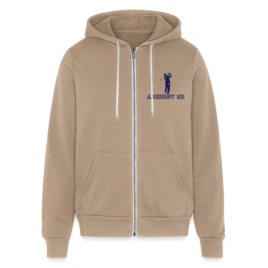 SIE CAPS "AMHERST NH GOLFER BACK" Bella + Canvas Unisex Full Zip Hoodie - tan
