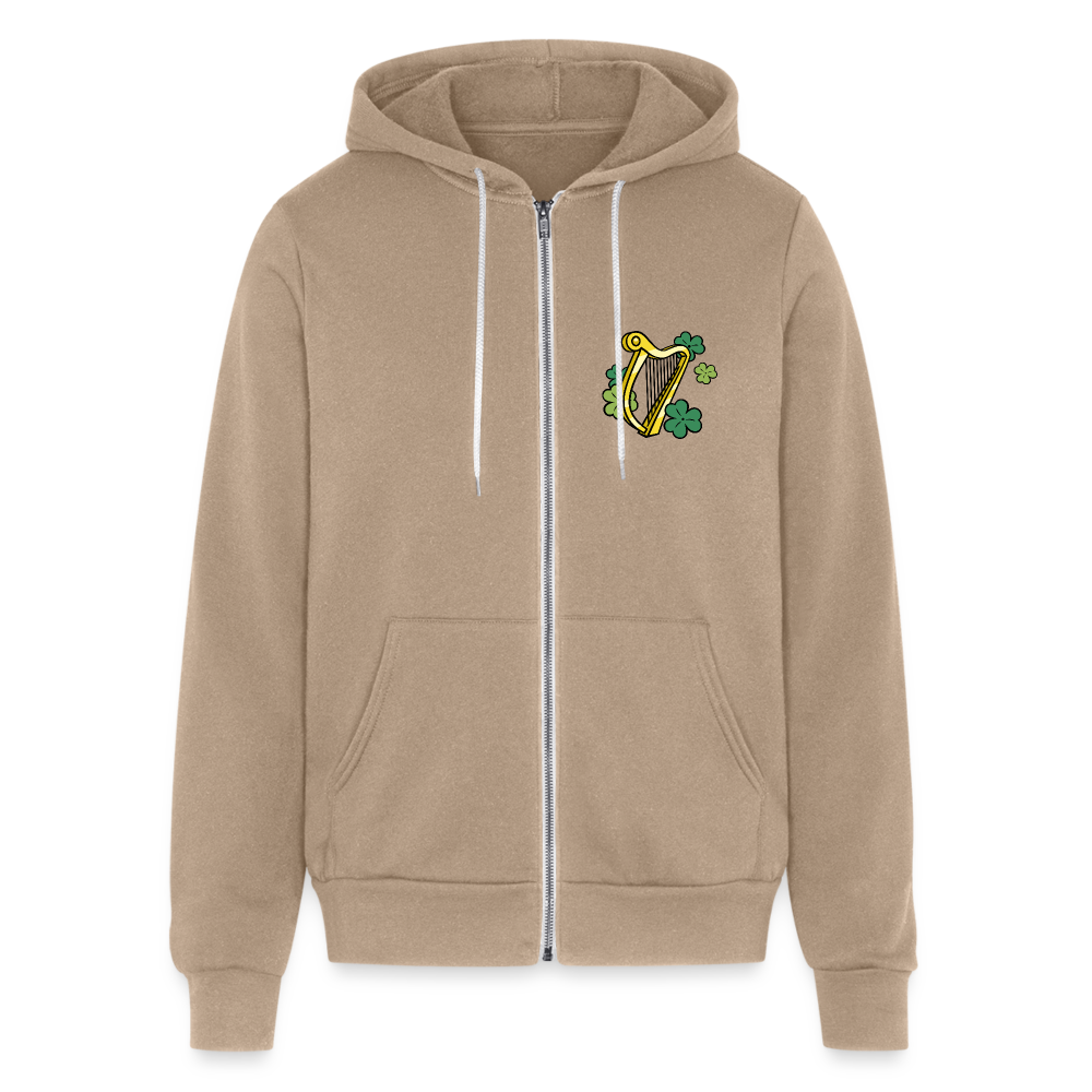 SIE CAPS "IRISH HARP" Bella + Canvas Unisex Full Zip Hoodie - tan