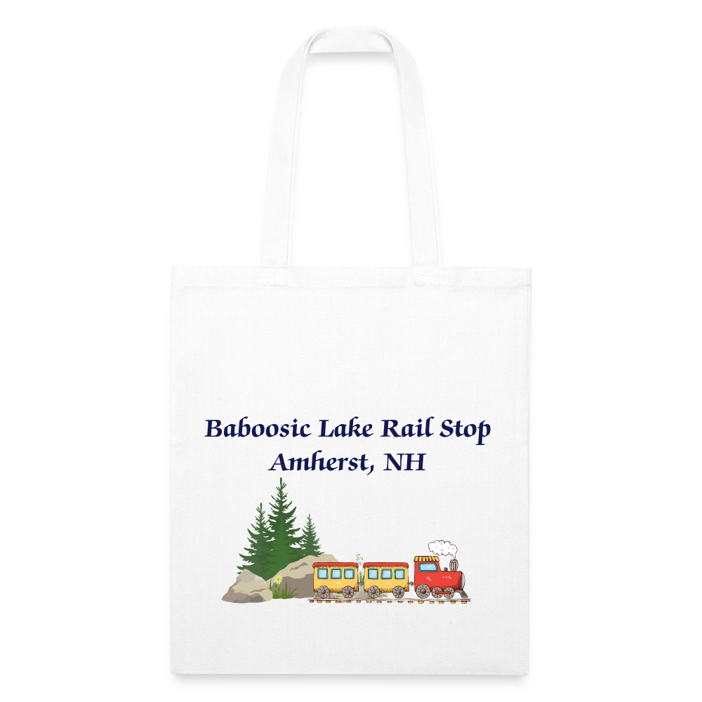 SIE CAPS "BABOOSIC LAKE RAIL STOP" Recycled Tote Bag - white