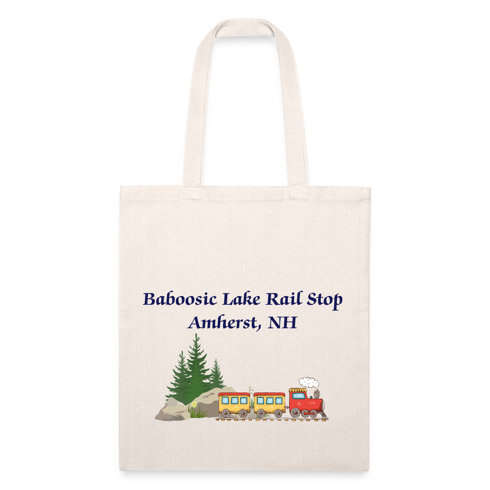 SIE CAPS "BABOOSIC LAKE RAIL STOP" Recycled Tote Bag - natural