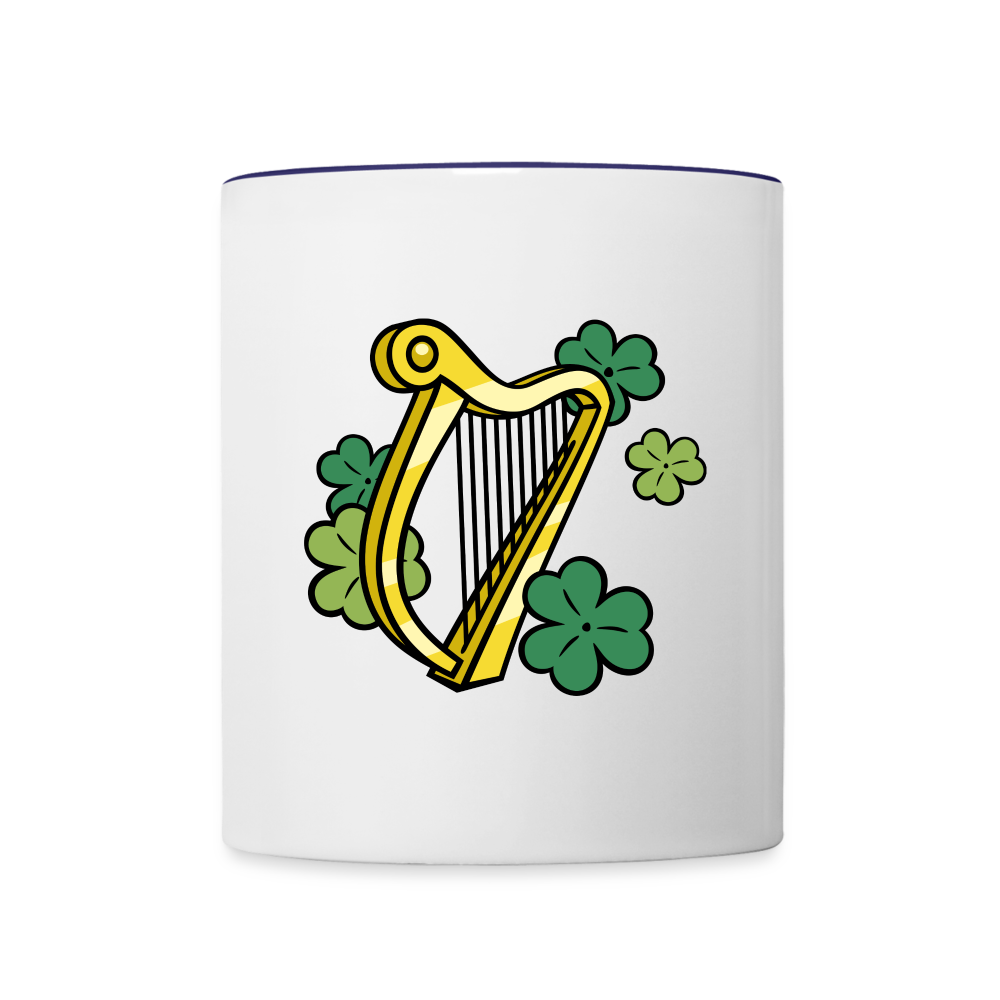 SIE CAPS "IRISH HARP and SHAMROCKS" Contrast Coffee Mug - white/cobalt blue