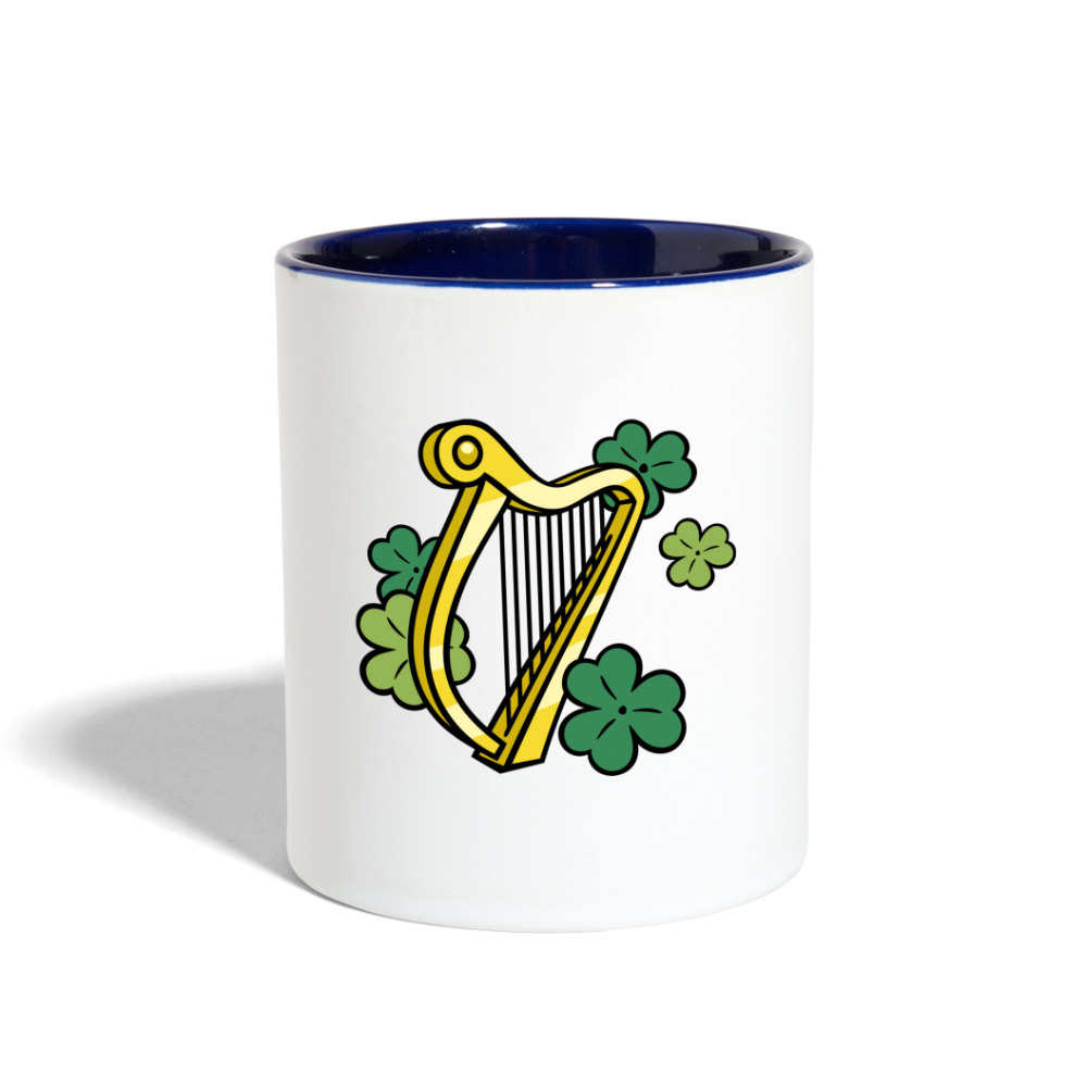 SIE CAPS "IRISH HARP and SHAMROCKS" Contrast Coffee Mug - white/cobalt blue