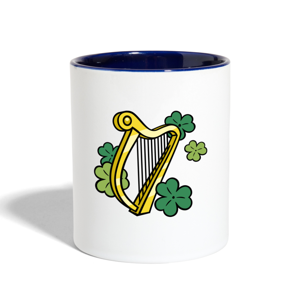 SIE CAPS "IRISH HARP and SHAMROCKS" Contrast Coffee Mug - white/cobalt blue