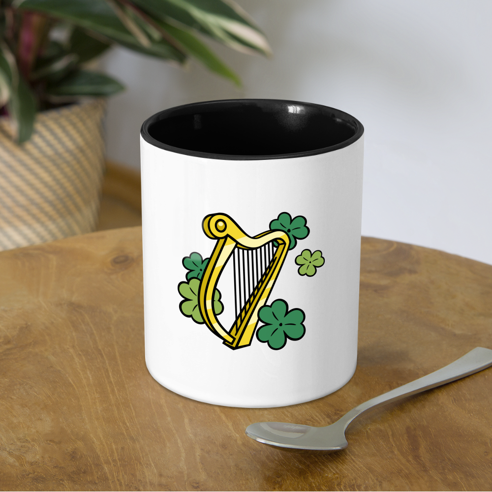 SIE CAPS "IRISH HARP and SHAMROCKS" Contrast Coffee Mug - white/black