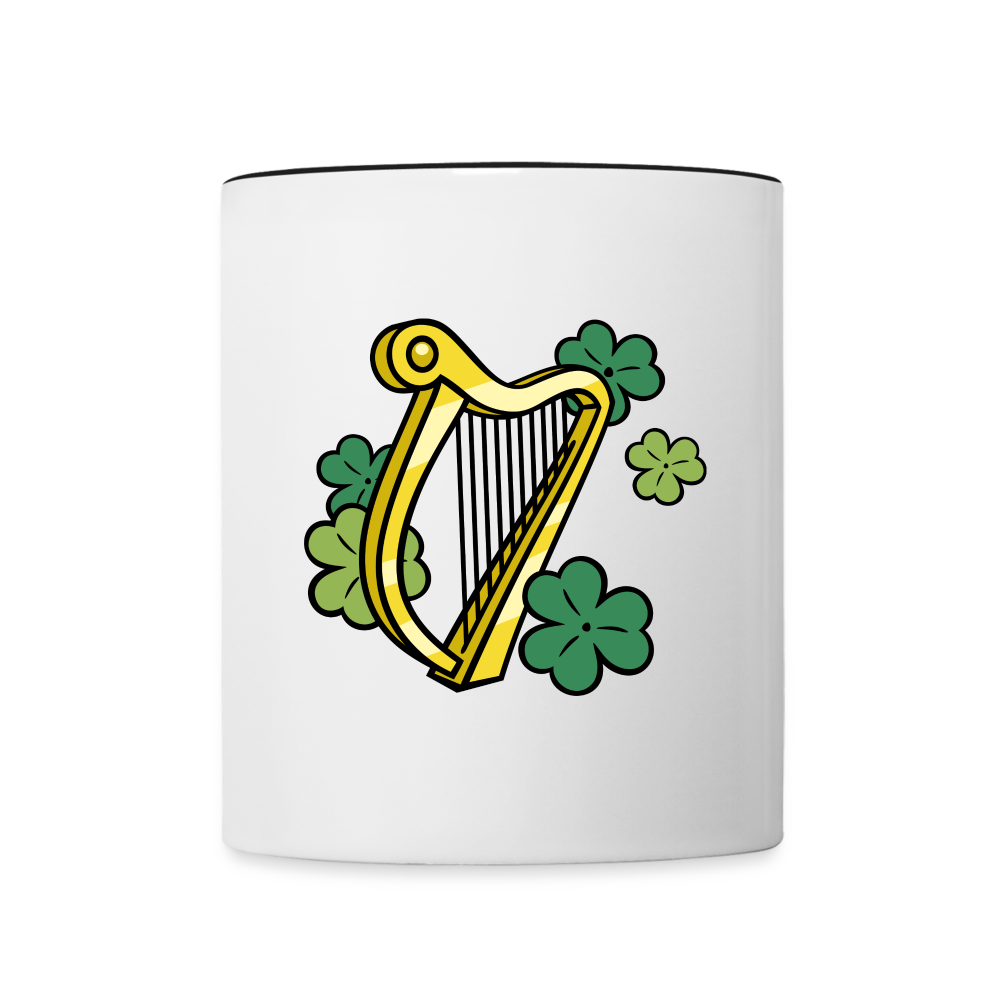 SIE CAPS "IRISH HARP and SHAMROCKS" Contrast Coffee Mug - white/black