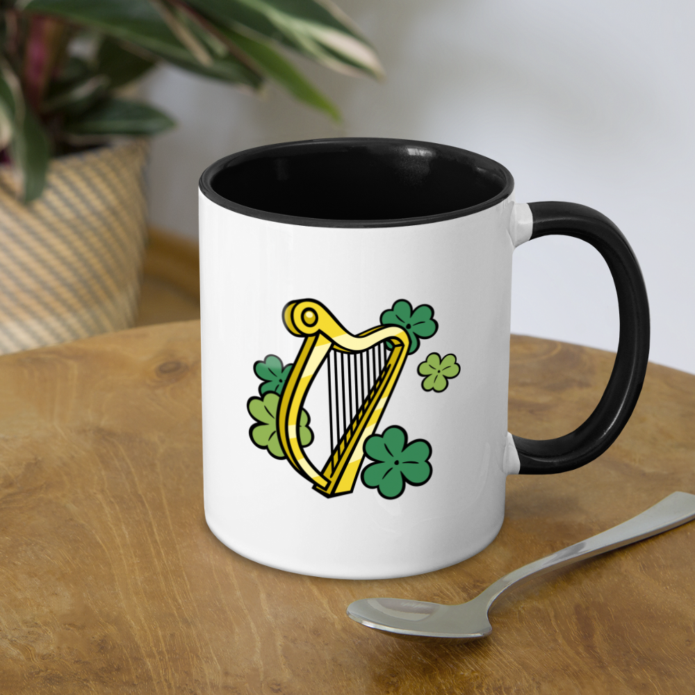 SIE CAPS "IRISH HARP and SHAMROCKS" Contrast Coffee Mug - white/black