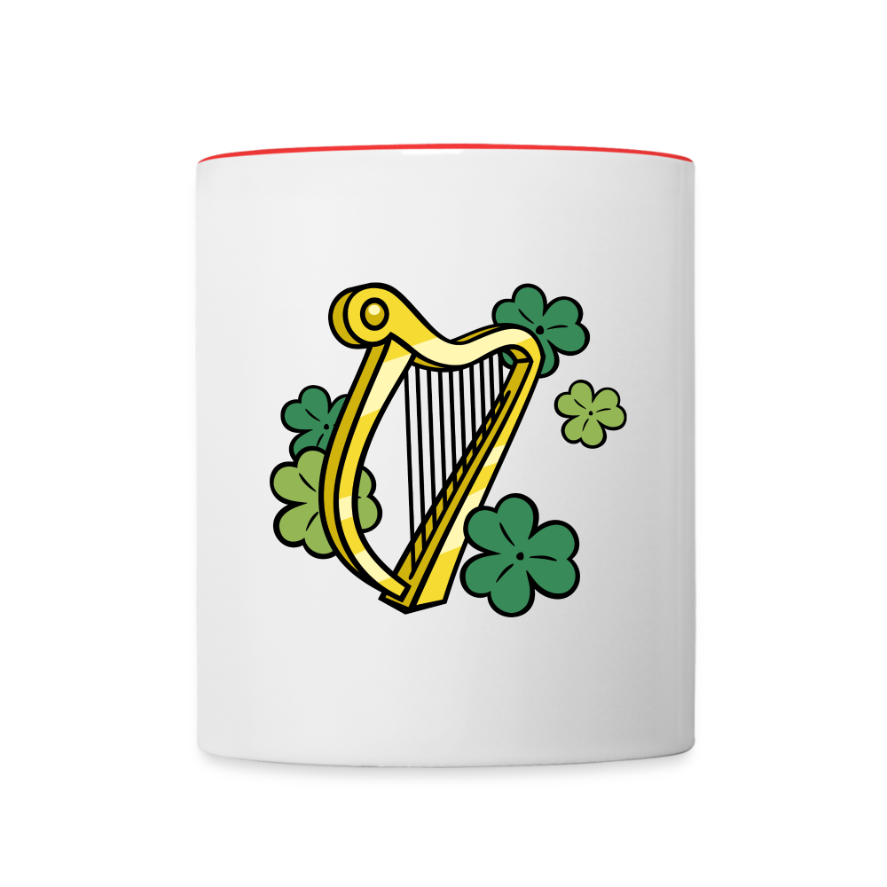 SIE CAPS "IRISH HARP and SHAMROCKS" Contrast Coffee Mug - white/red