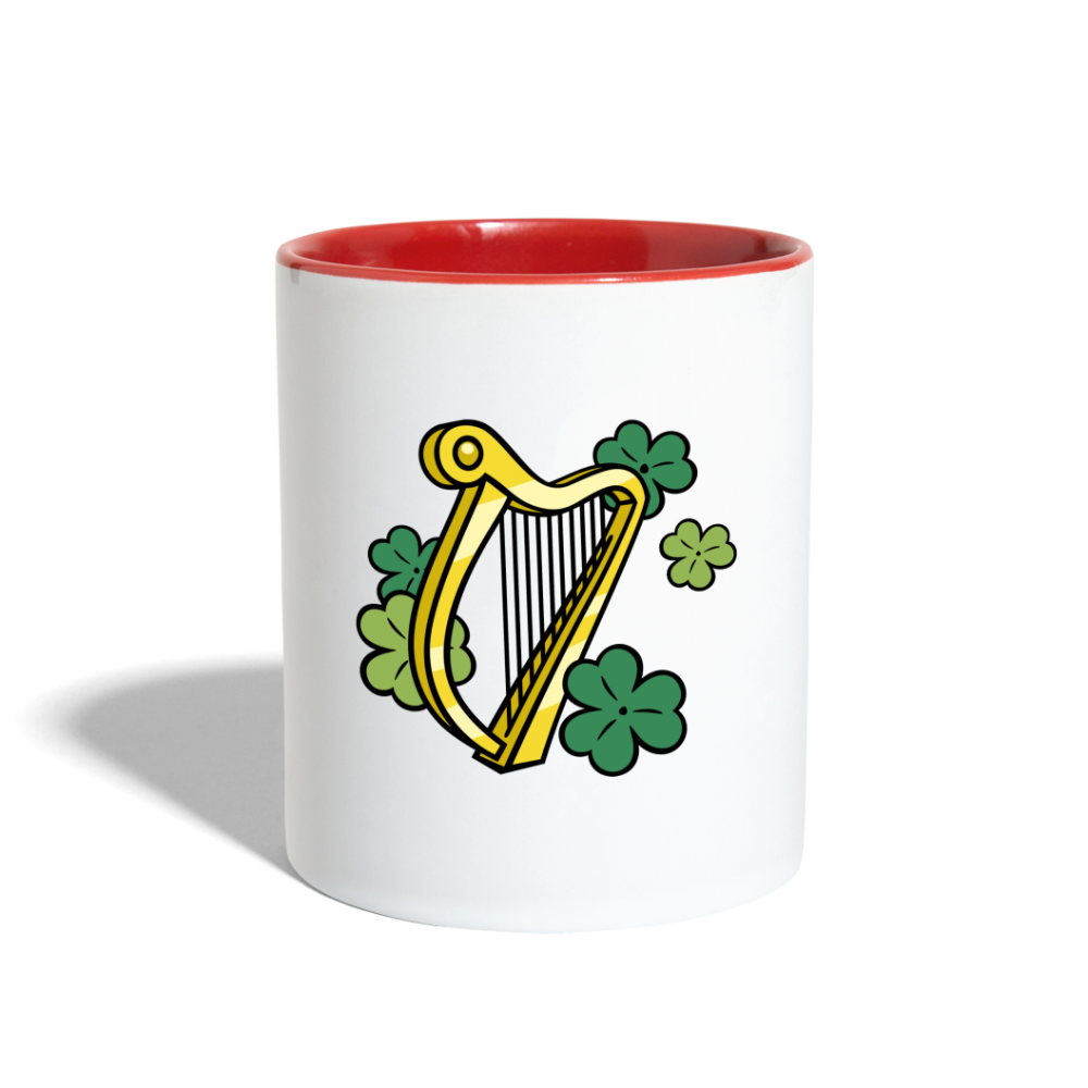 SIE CAPS "IRISH HARP and SHAMROCKS" Contrast Coffee Mug - white/red