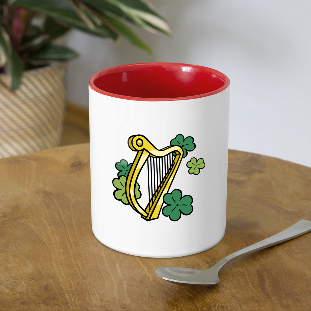 SIE CAPS "IRISH HARP and SHAMROCKS" Contrast Coffee Mug - white/red