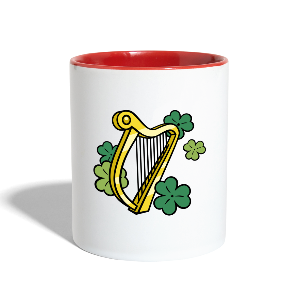 SIE CAPS "IRISH HARP and SHAMROCKS" Contrast Coffee Mug - white/red