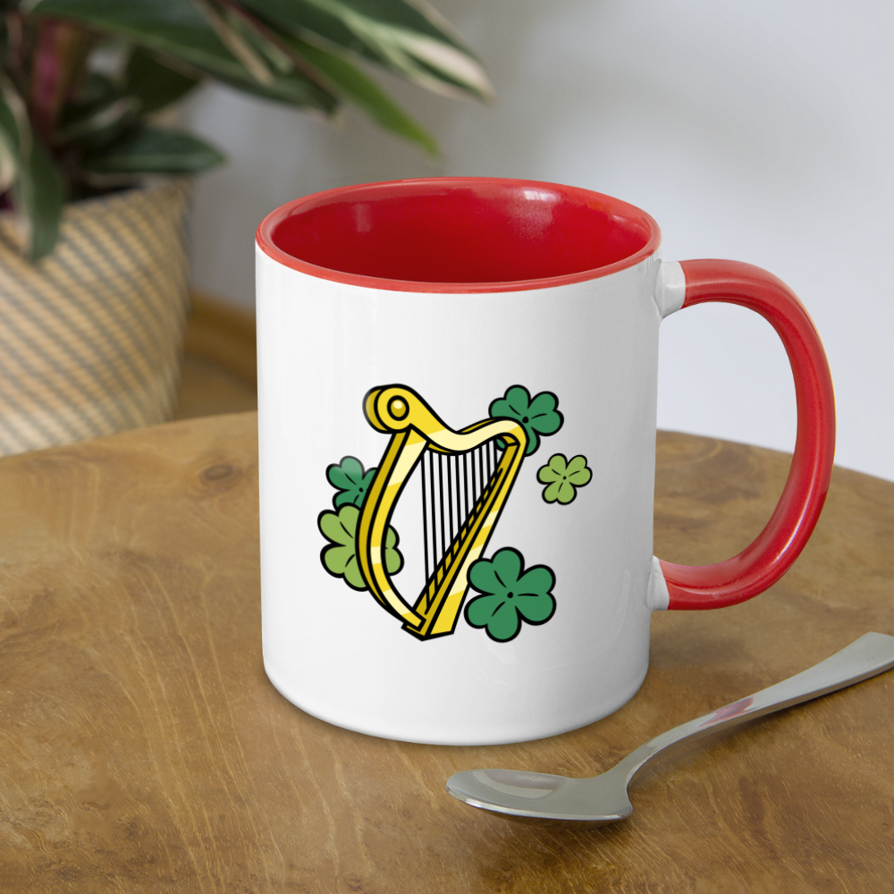 SIE CAPS "IRISH HARP and SHAMROCKS" Contrast Coffee Mug - white/red