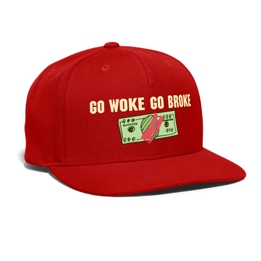 SIE CAPS "GO WOKE GO BROKE" Original Snapback Baseball Cap - red