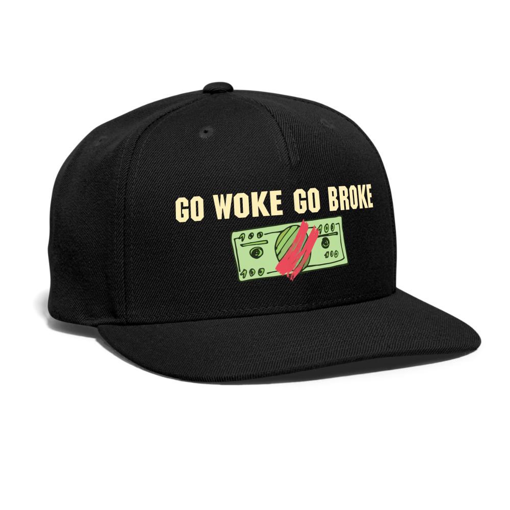SIE CAPS "GO WOKE GO BROKE" Original Snapback Baseball Cap - black