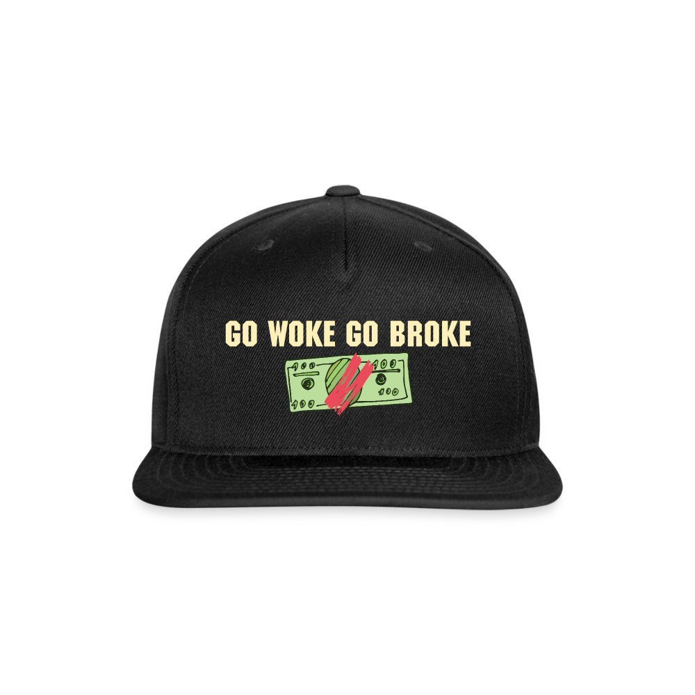 SIE CAPS "GO WOKE GO BROKE" Original Snapback Baseball Cap - black