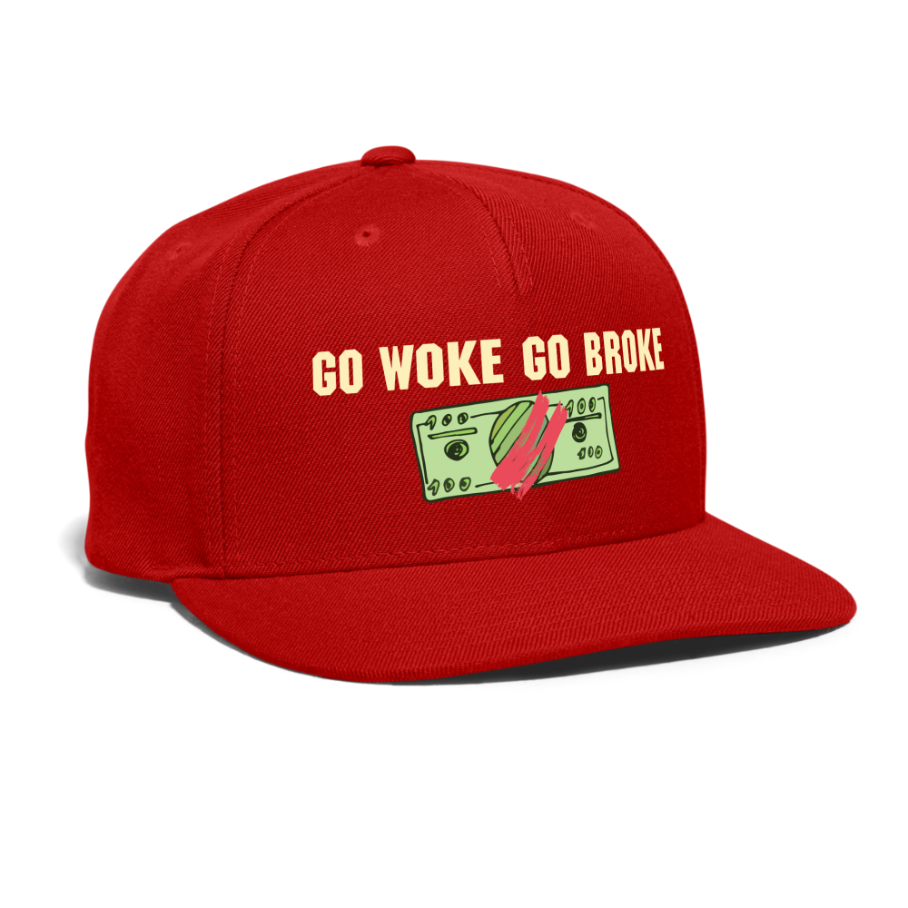 SIE CAPS "GO WOKE GO BROKE" Original Snapback Baseball Cap - red