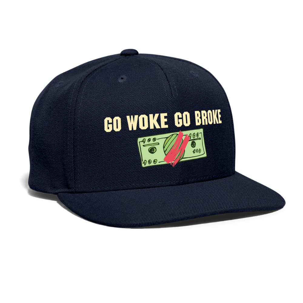 SIE CAPS "GO WOKE GO BROKE" Original Snapback Baseball Cap - navy