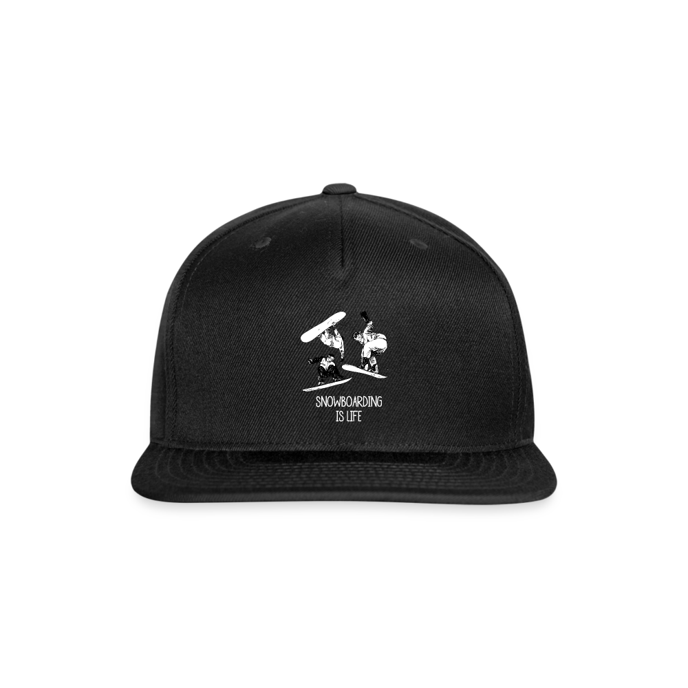 SIE CAPS "SNOWBOARDING IS LIFE" Original Snapback Baseball Cap - black