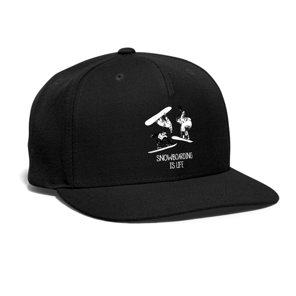 SIE CAPS "SNOWBOARDING IS LIFE" Original Snapback Baseball Cap - black