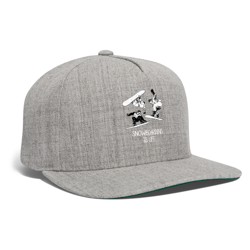 SIE CAPS "SNOWBOARDING IS LIFE" Original Snapback Baseball Cap - heather gray