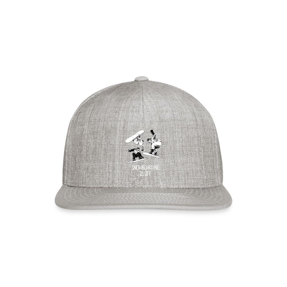 SIE CAPS "SNOWBOARDING IS LIFE" Original Snapback Baseball Cap - heather gray