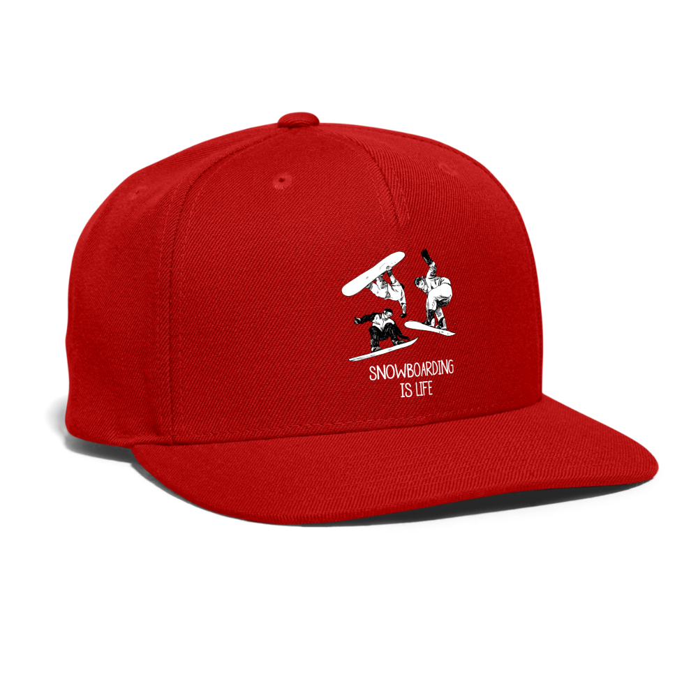 SIE CAPS "SNOWBOARDING IS LIFE" Original Snapback Baseball Cap - red