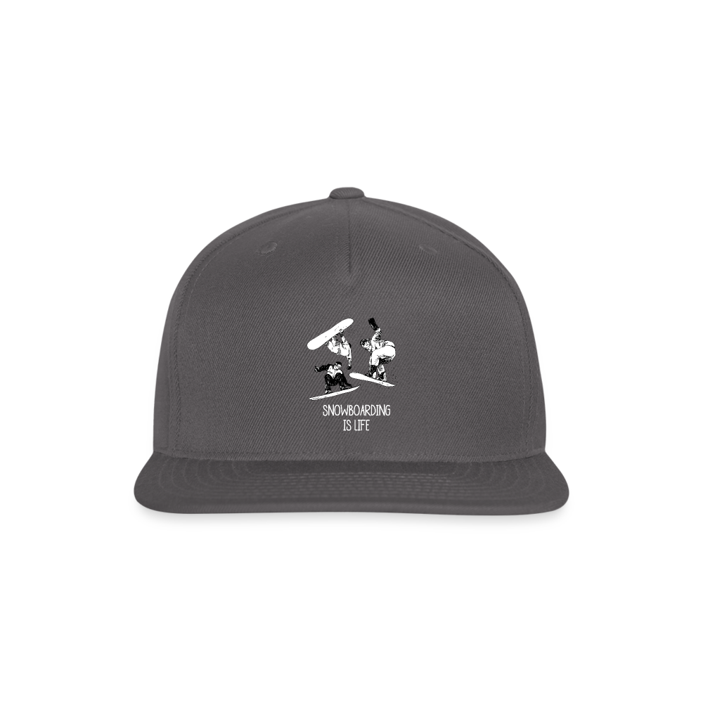 SIE CAPS "SNOWBOARDING IS LIFE" Original Snapback Baseball Cap - dark grey