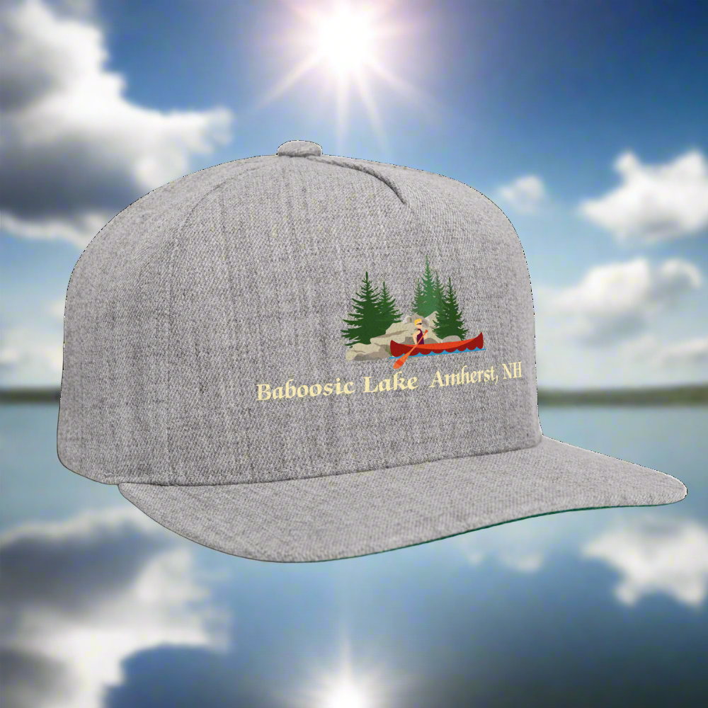 SIE CAPS "BABOOSICLAKE AMHERST NH" Authentic Snapback Baseball Cap - heather gray